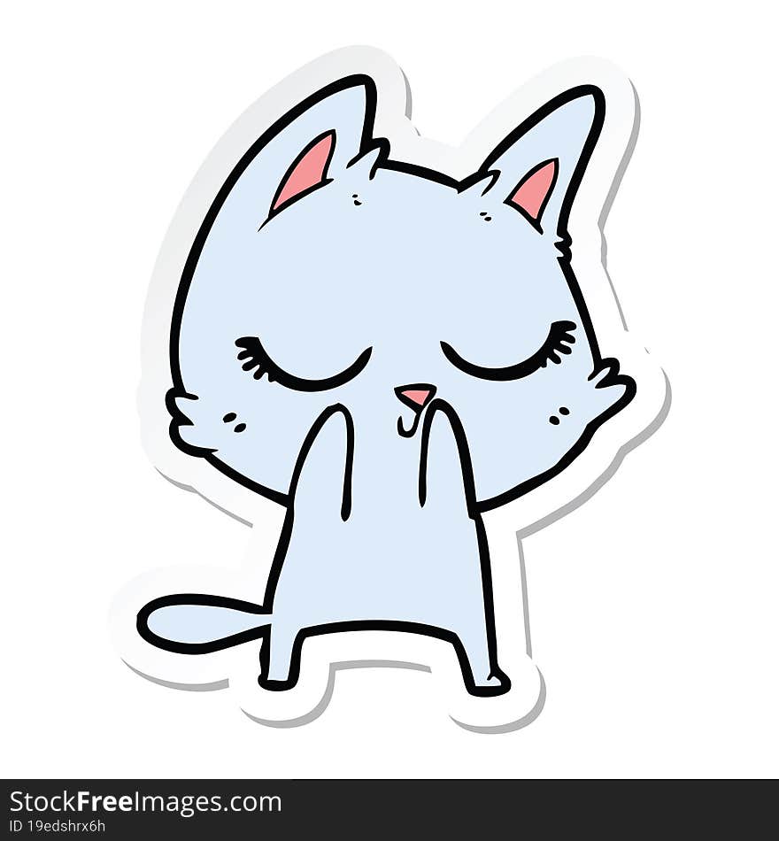 sticker of a calm cartoon cat