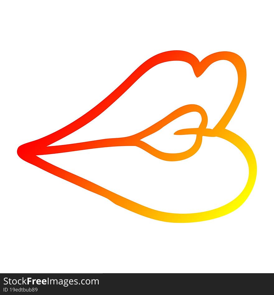 warm gradient line drawing of a cartoon pouting lips