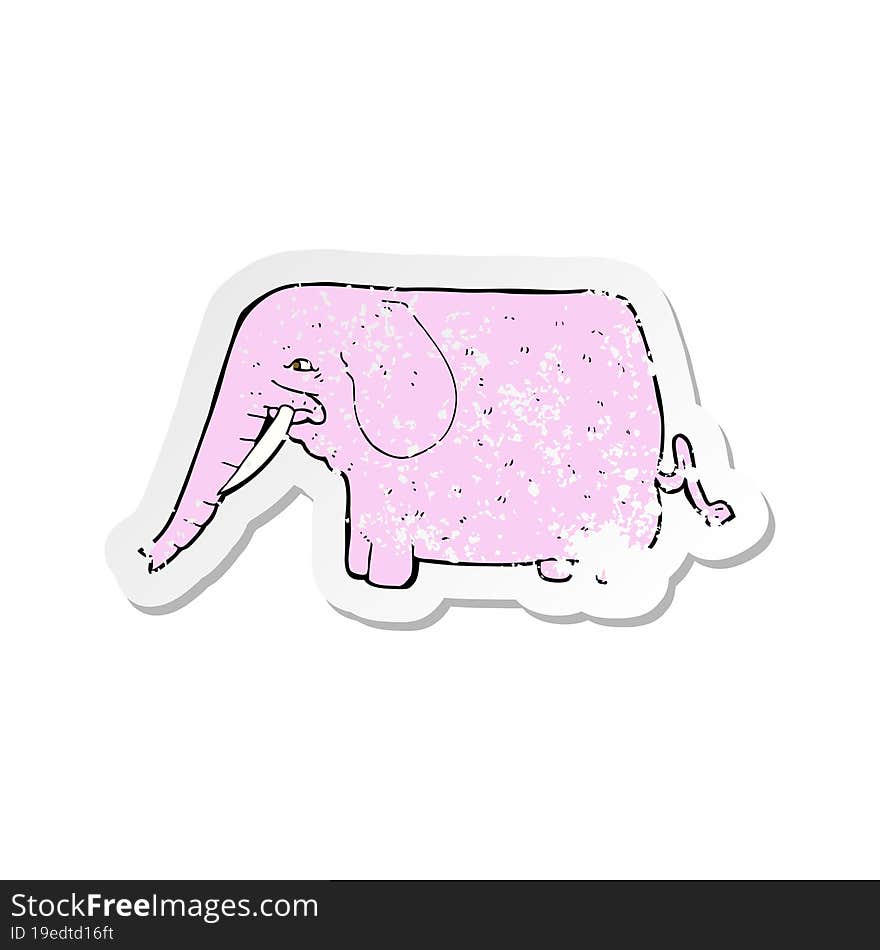 Retro Distressed Sticker Of A Cartoon Funny Elephant