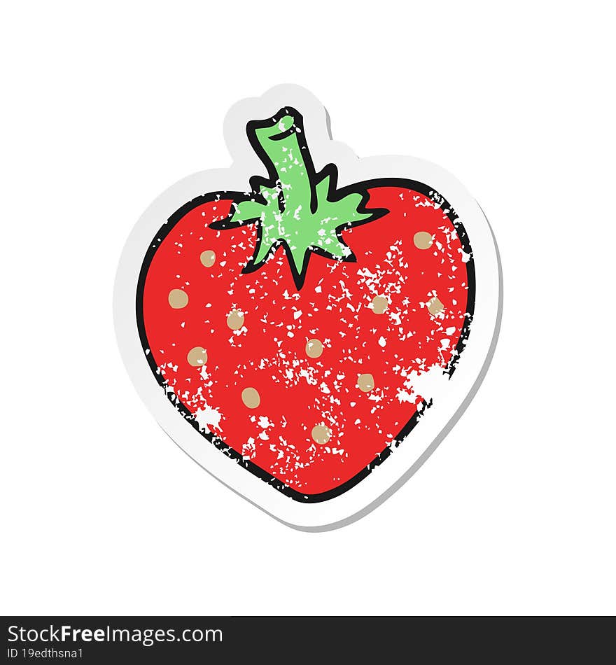 distressed sticker of a cartoon strawberry