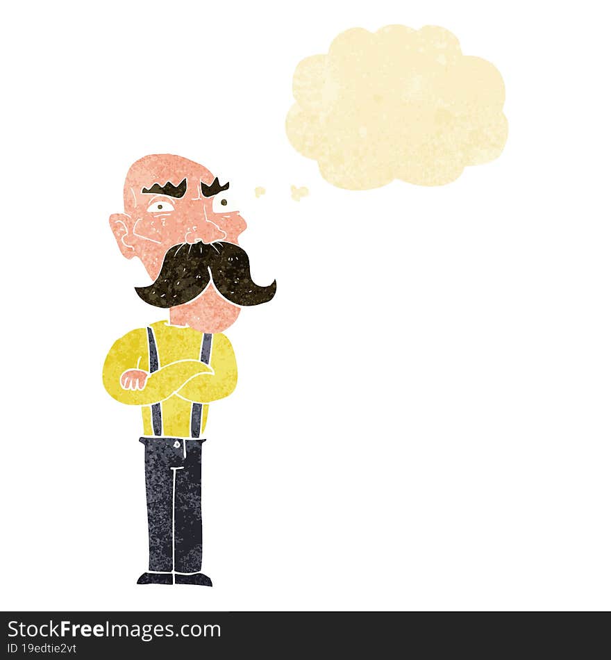 Cartoon Angry Old Man With Thought Bubble