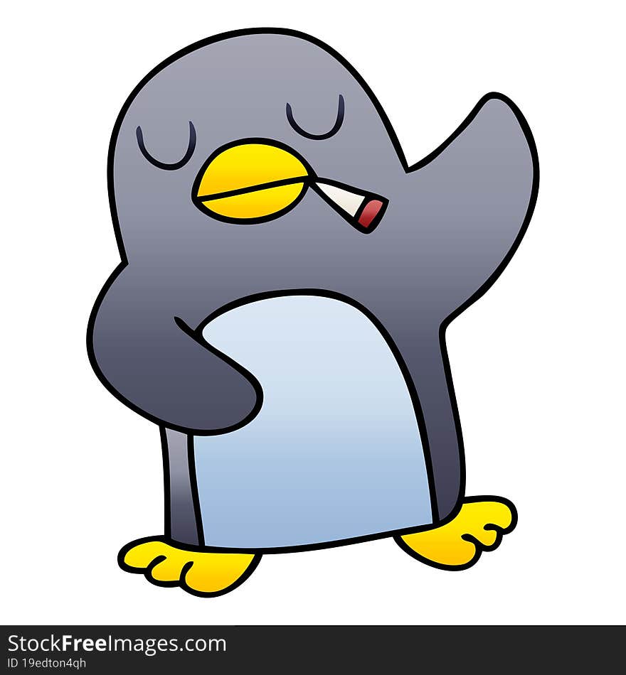 quirky gradient shaded cartoon penguin