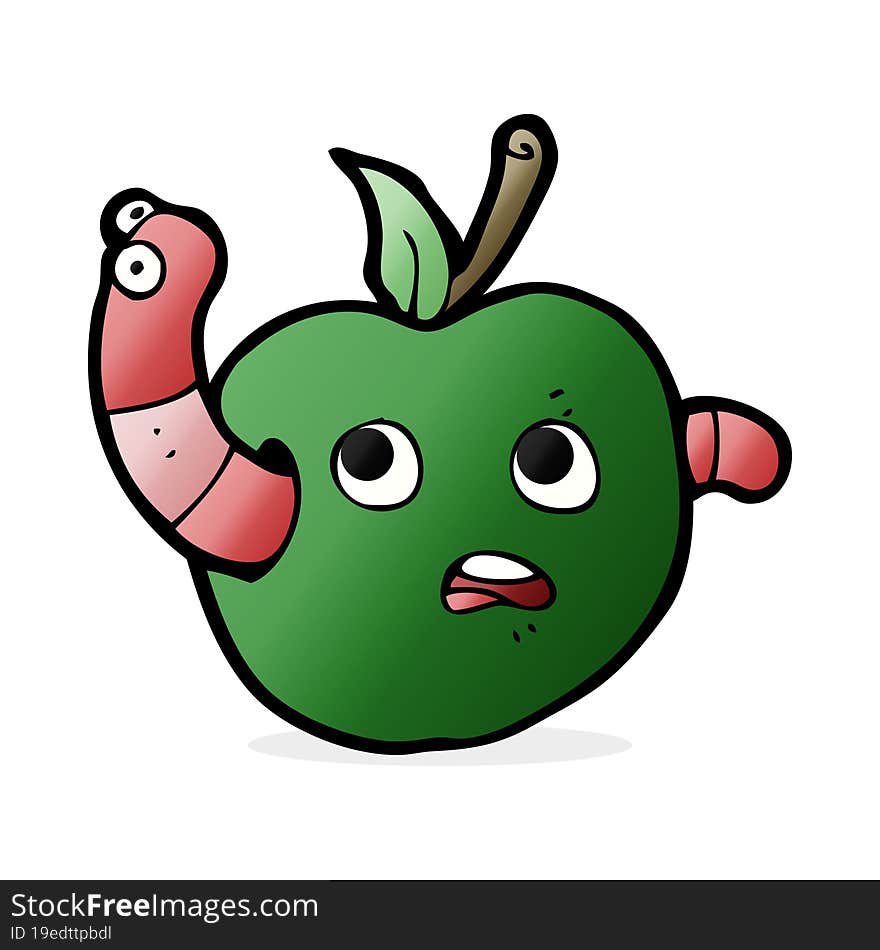 Cartooon Worm In Apple