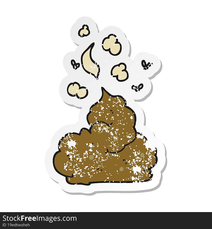 retro distressed sticker of a cartoon gross poop