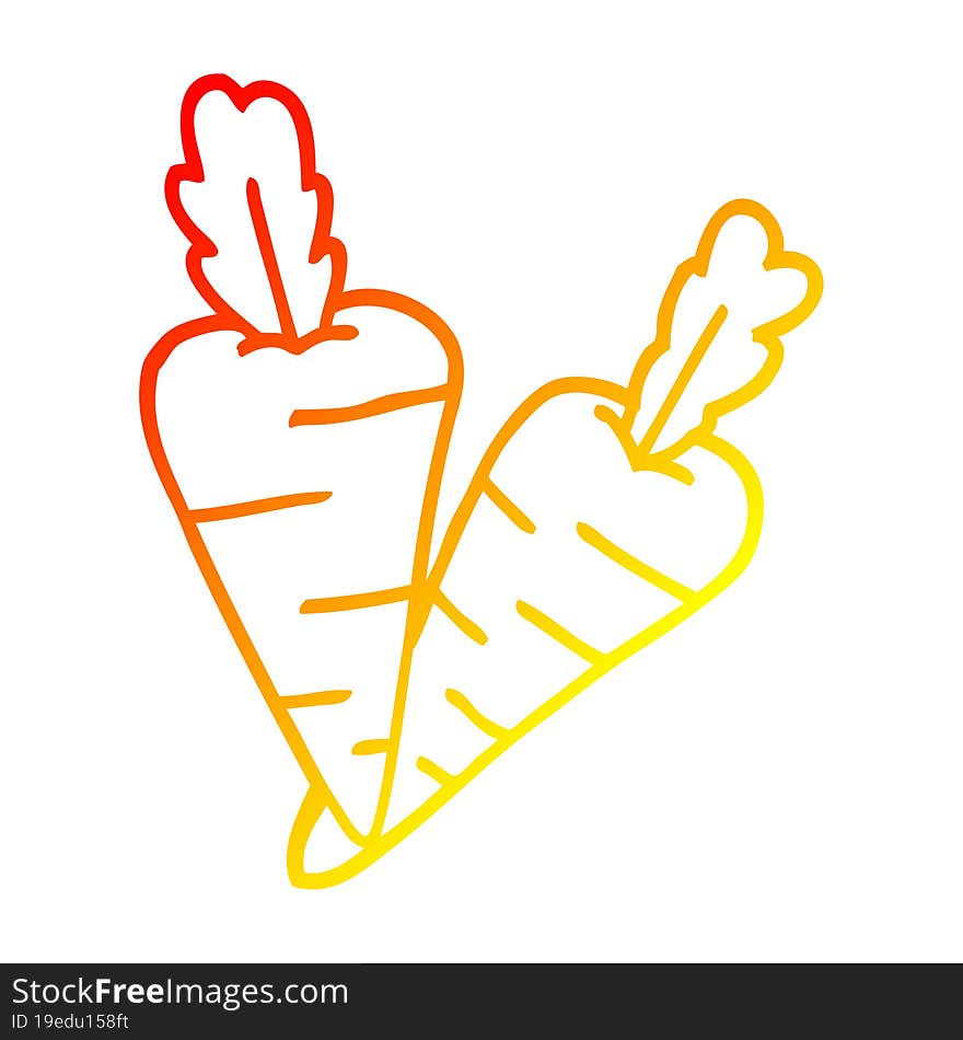 warm gradient line drawing of a cartoon organic carrots