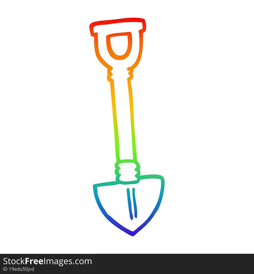 rainbow gradient line drawing of a cartoon spade