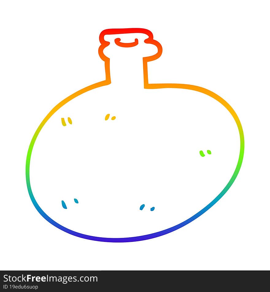 Rainbow Gradient Line Drawing Cartoon Glass Bottle