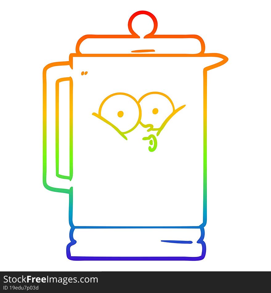 Rainbow Gradient Line Drawing Cartoon Electric Kettle