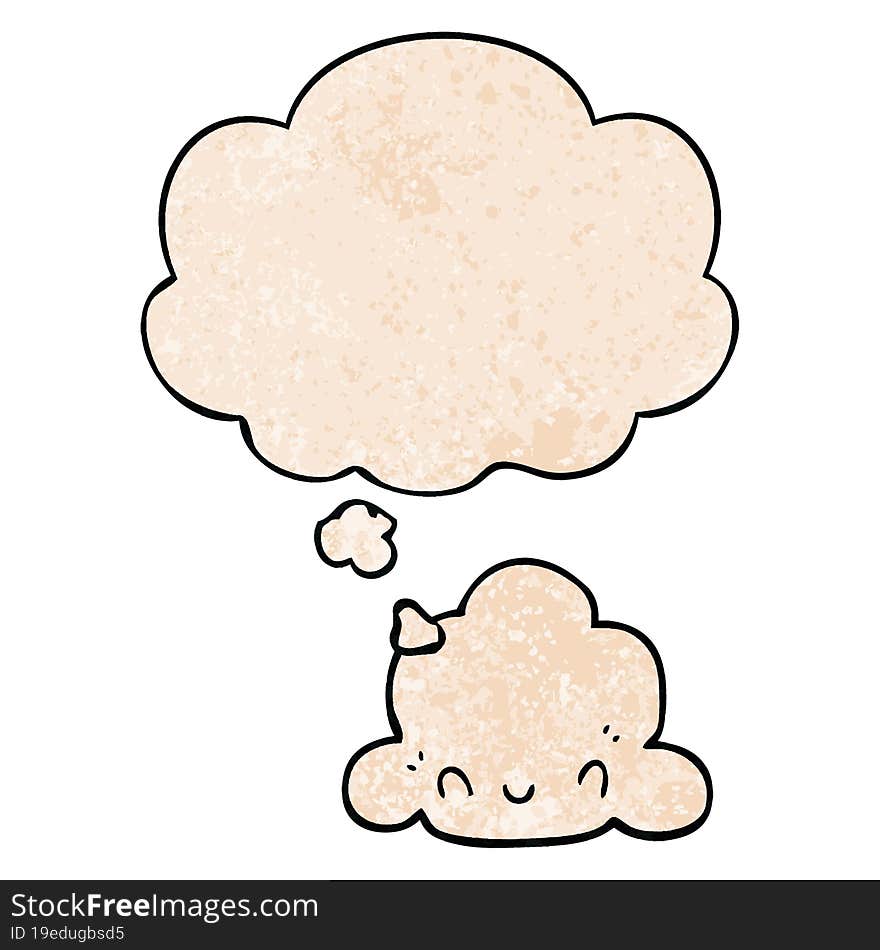 cartoon cloud and thought bubble in grunge texture pattern style