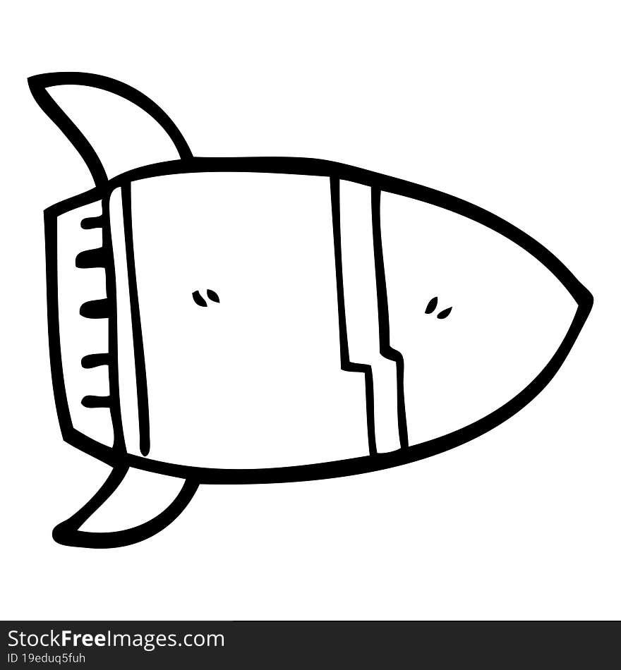 line drawing cartoon space rocket