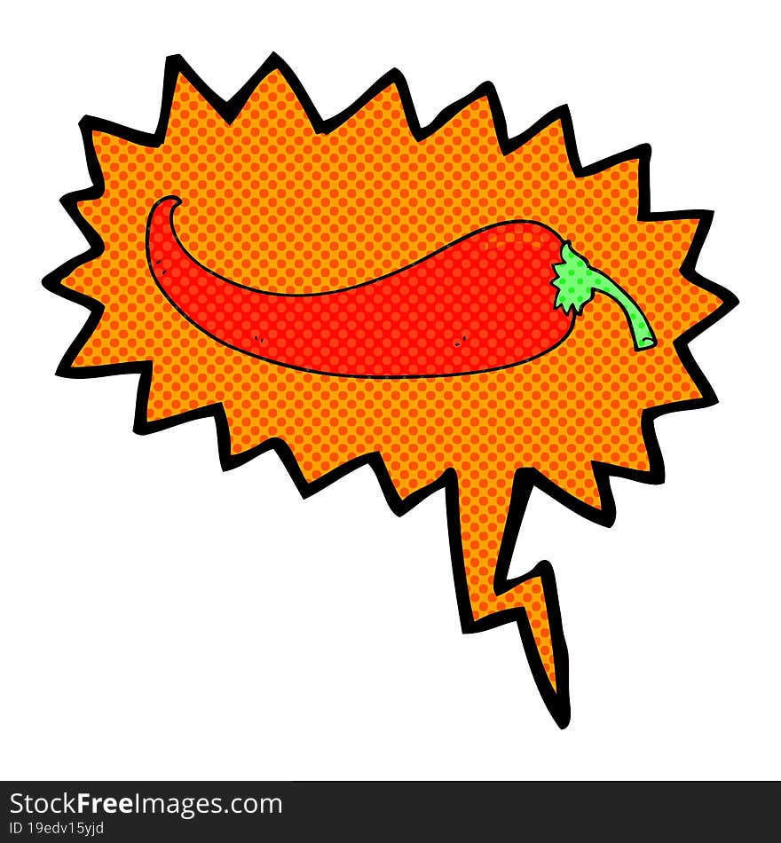 freehand drawn comic book speech bubble cartoon chilli pepper