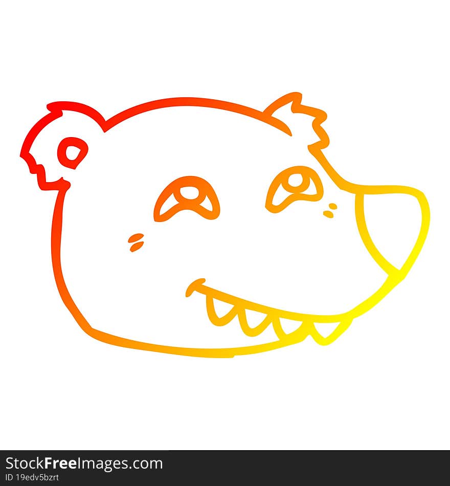 Warm Gradient Line Drawing Cartoon Polar Bear Face