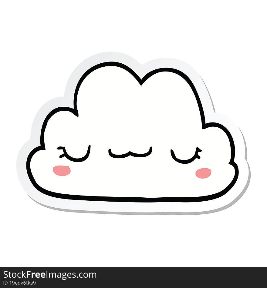 sticker of a cute cartoon cloud