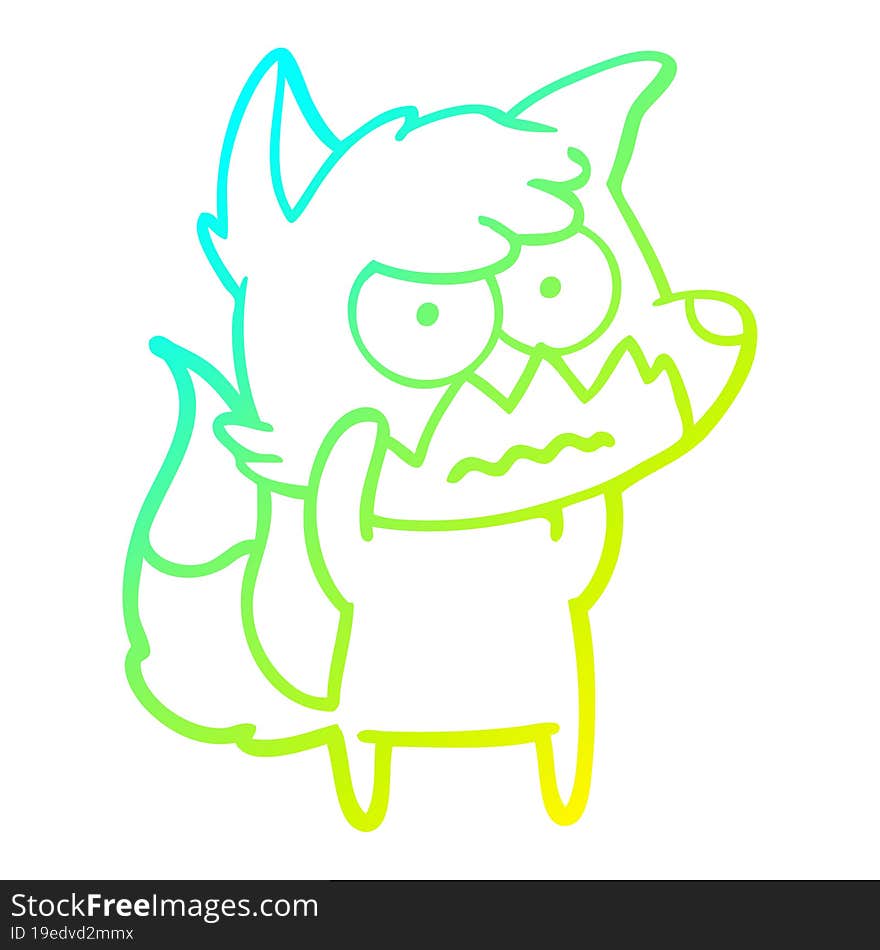 cold gradient line drawing cartoon annoyed fox