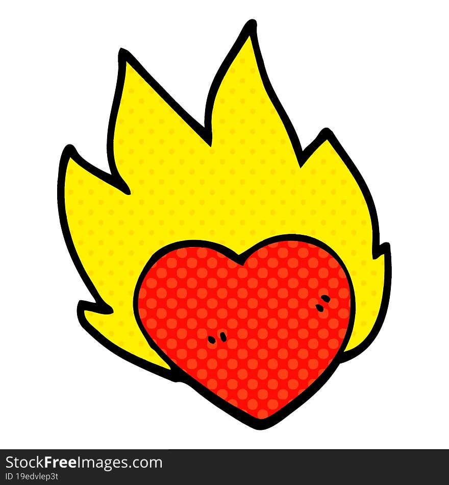 cartoon doodle flaming heart