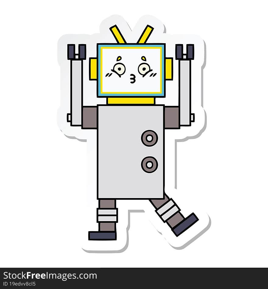 Sticker Of A Cute Cartoon Robot