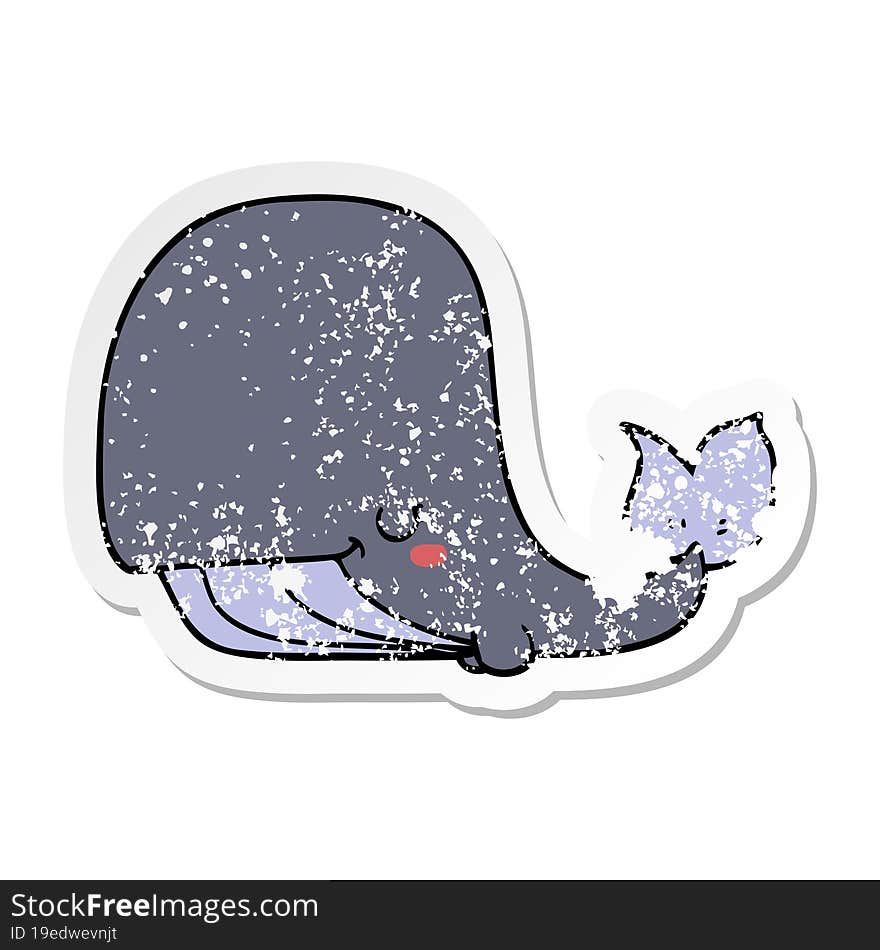 distressed sticker of a cartoon whale