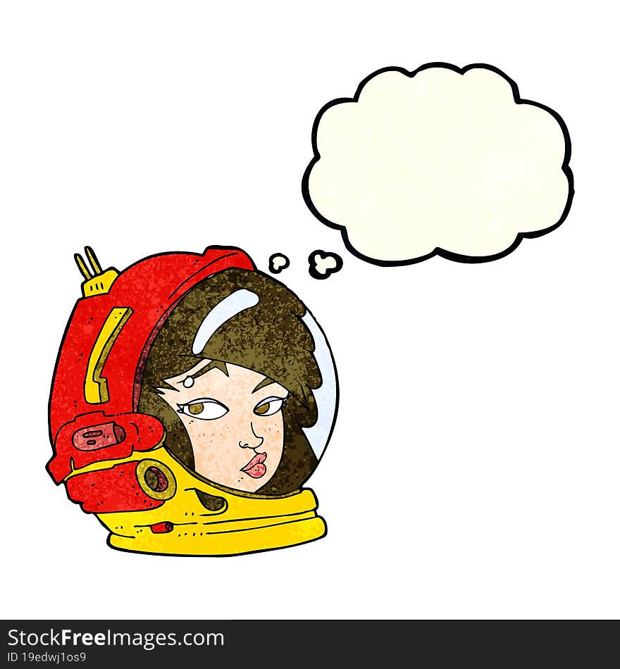 Cartoon Female Astronaut With Thought Bubble