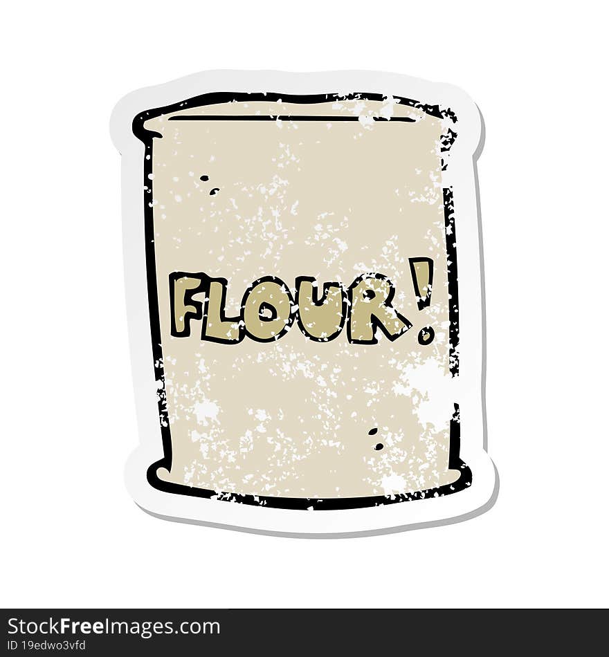 retro distressed sticker of a cartoon bag of flour