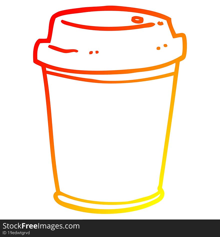 Warm Gradient Line Drawing Cartoon Takeout Coffee Cup