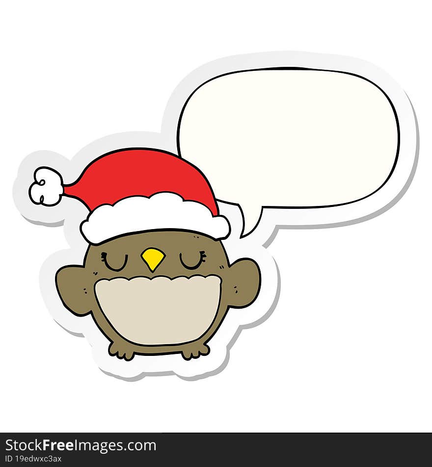 cute christmas owl and speech bubble sticker