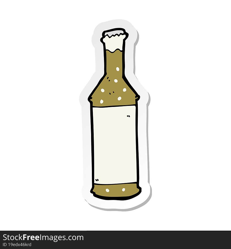 Sticker Of A Cartoon Beer Bottle