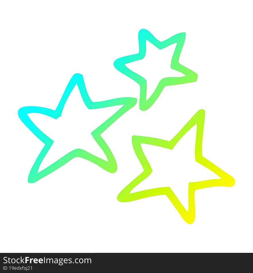 cold gradient line drawing cartoon yellow stars