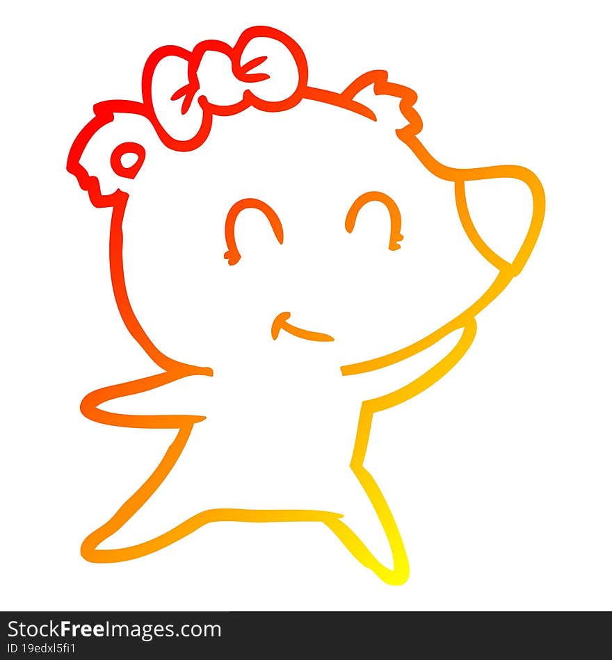 warm gradient line drawing female bear cartoon