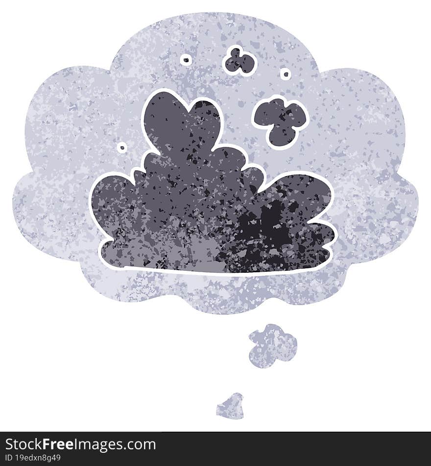 cartoon cloud and thought bubble in retro textured style