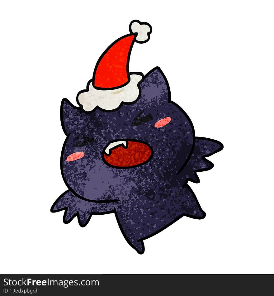 christmas textured cartoon of kawaii bat