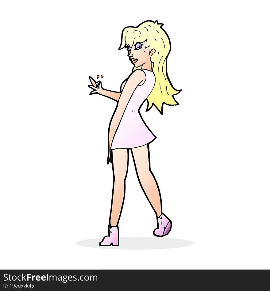 cartoon woman posing in dress