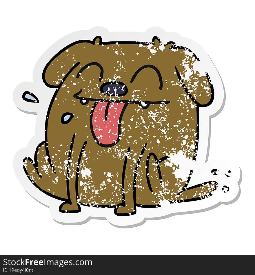 Distressed Sticker Cartoon Of Cute Kawaii Dog