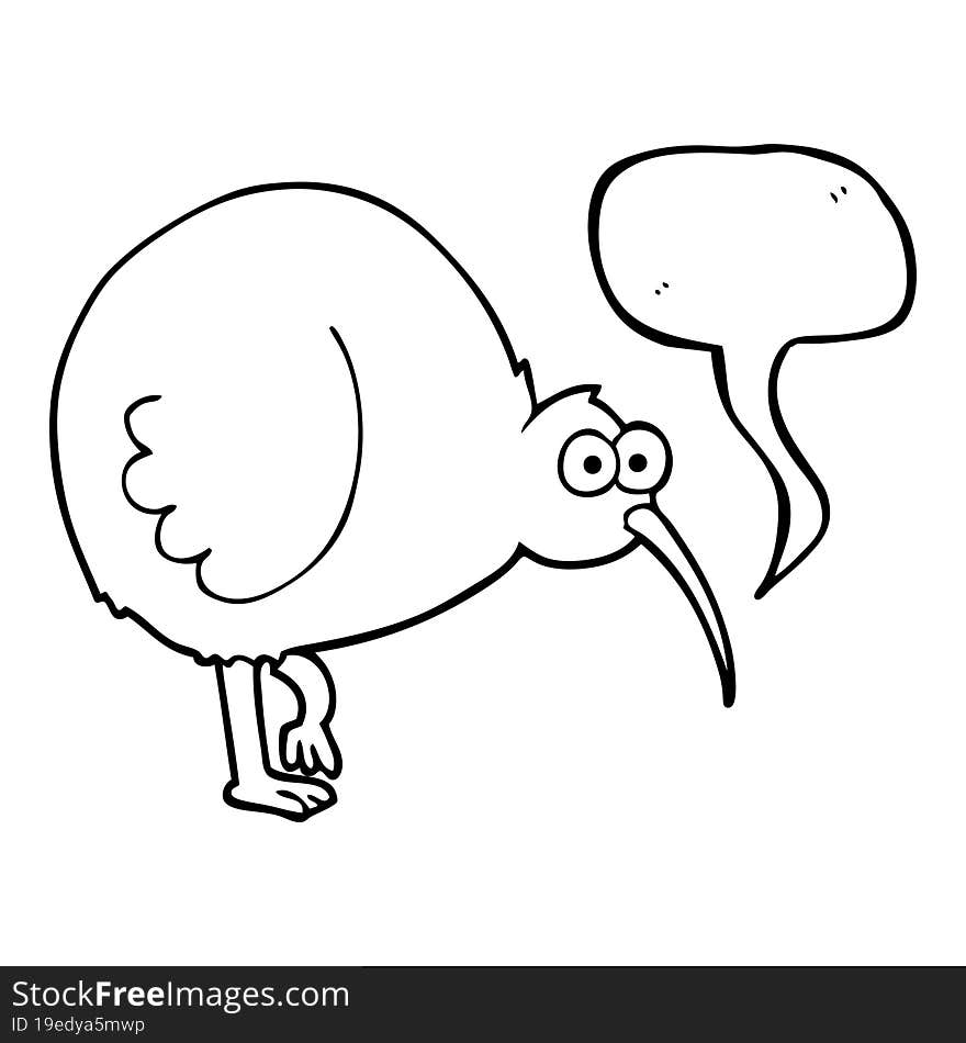 freehand drawn speech bubble cartoon kiwi bird