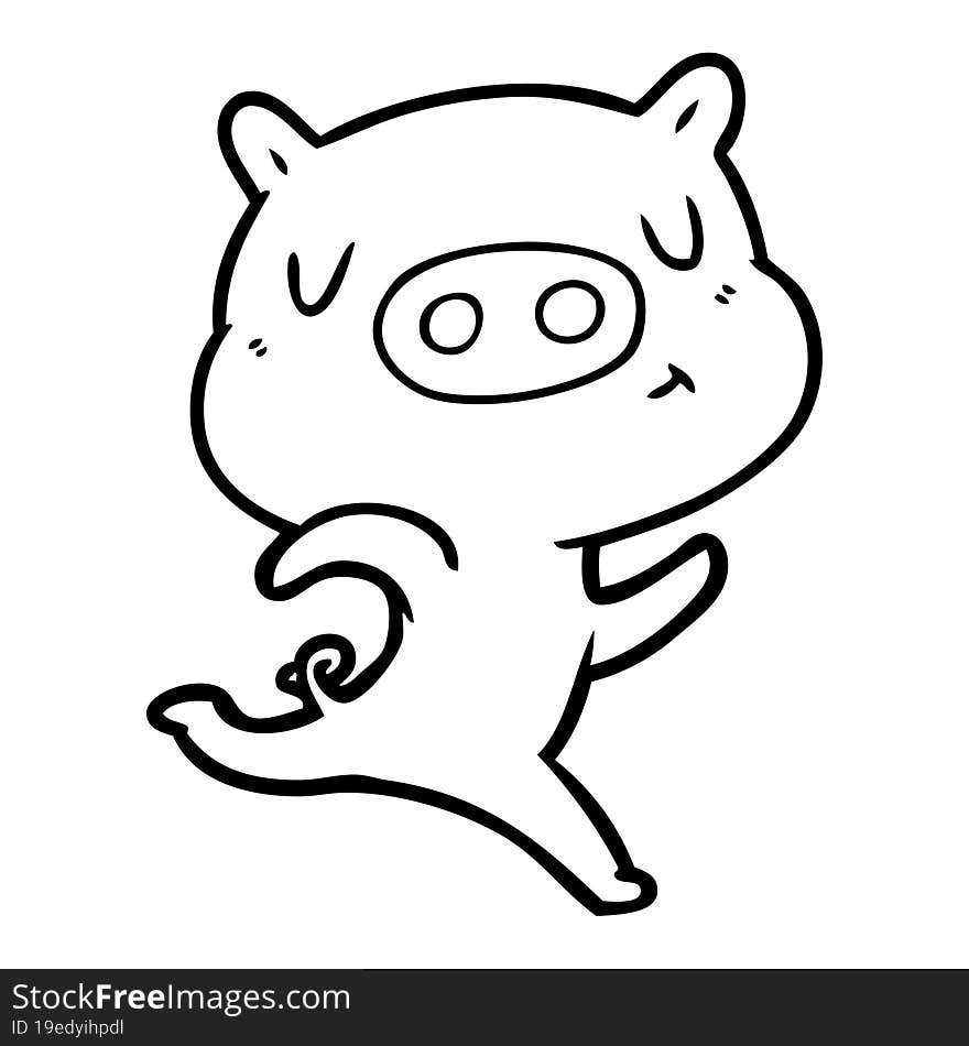 cartoon content pig running. cartoon content pig running