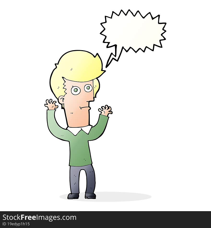 cartoon shocked man with speech bubble