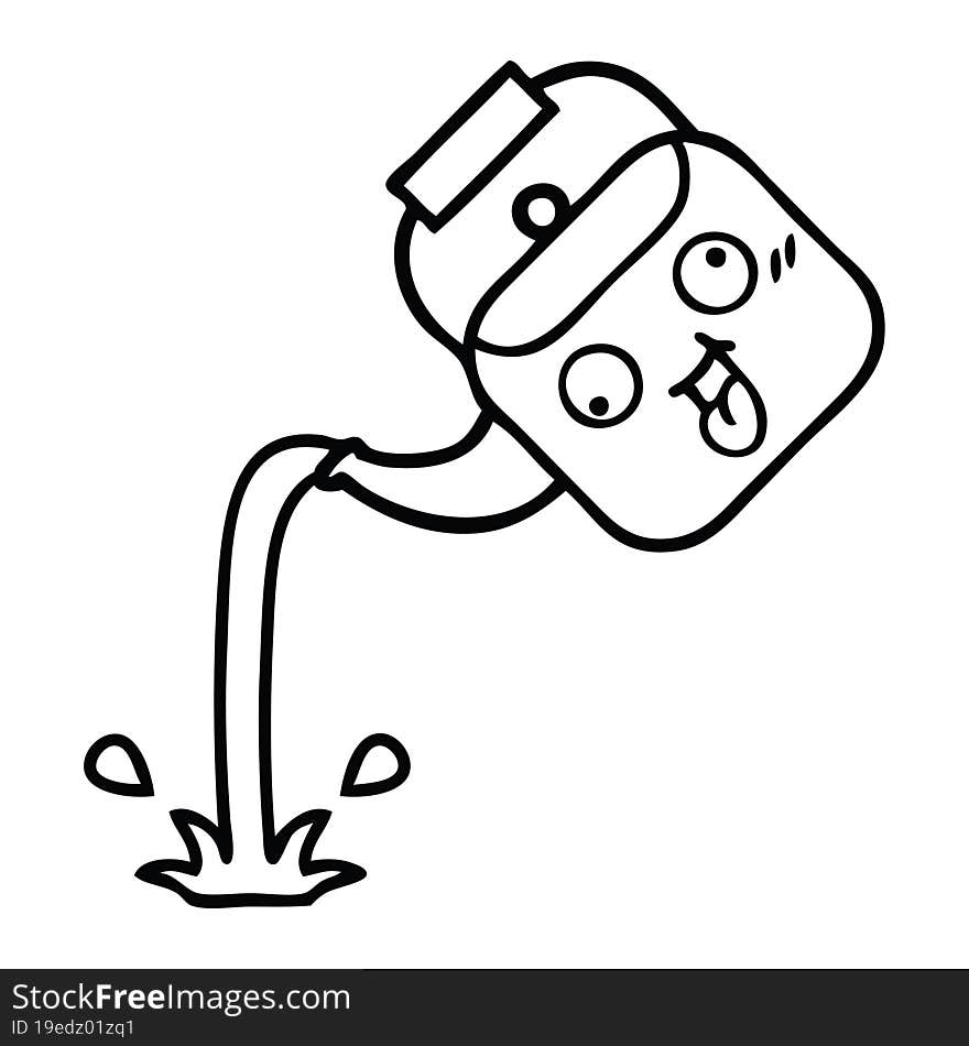 Line Drawing Cartoon Pouring Kettle