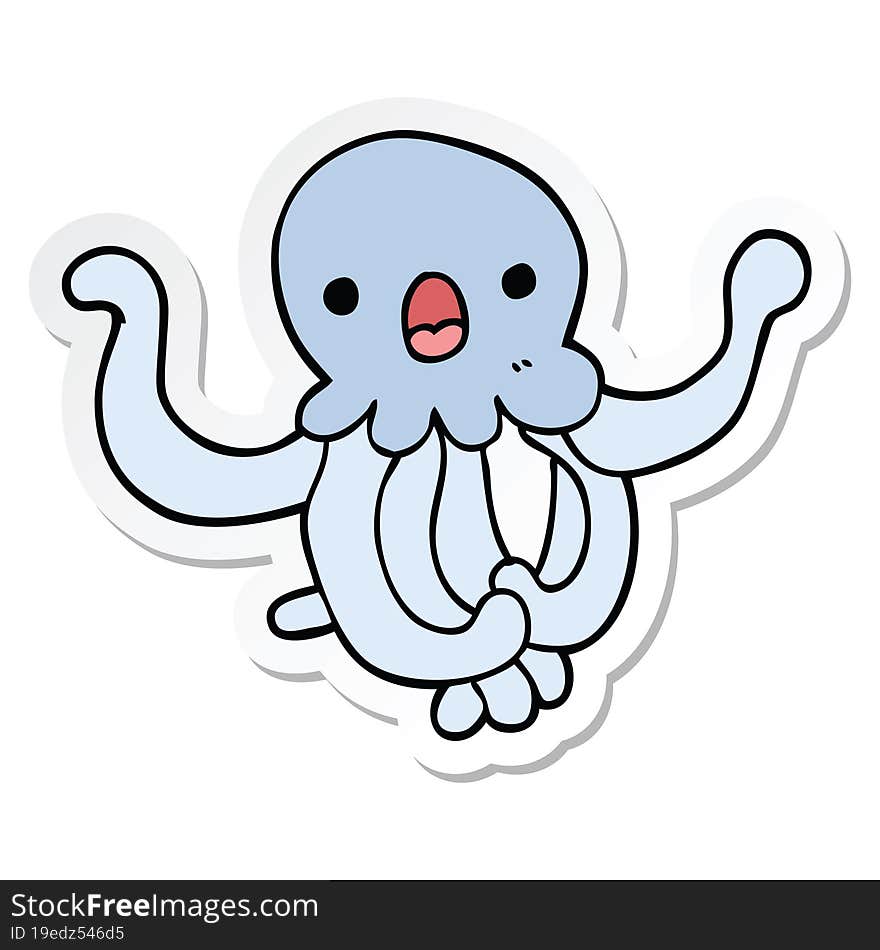 sticker of a cartoon jellyfish