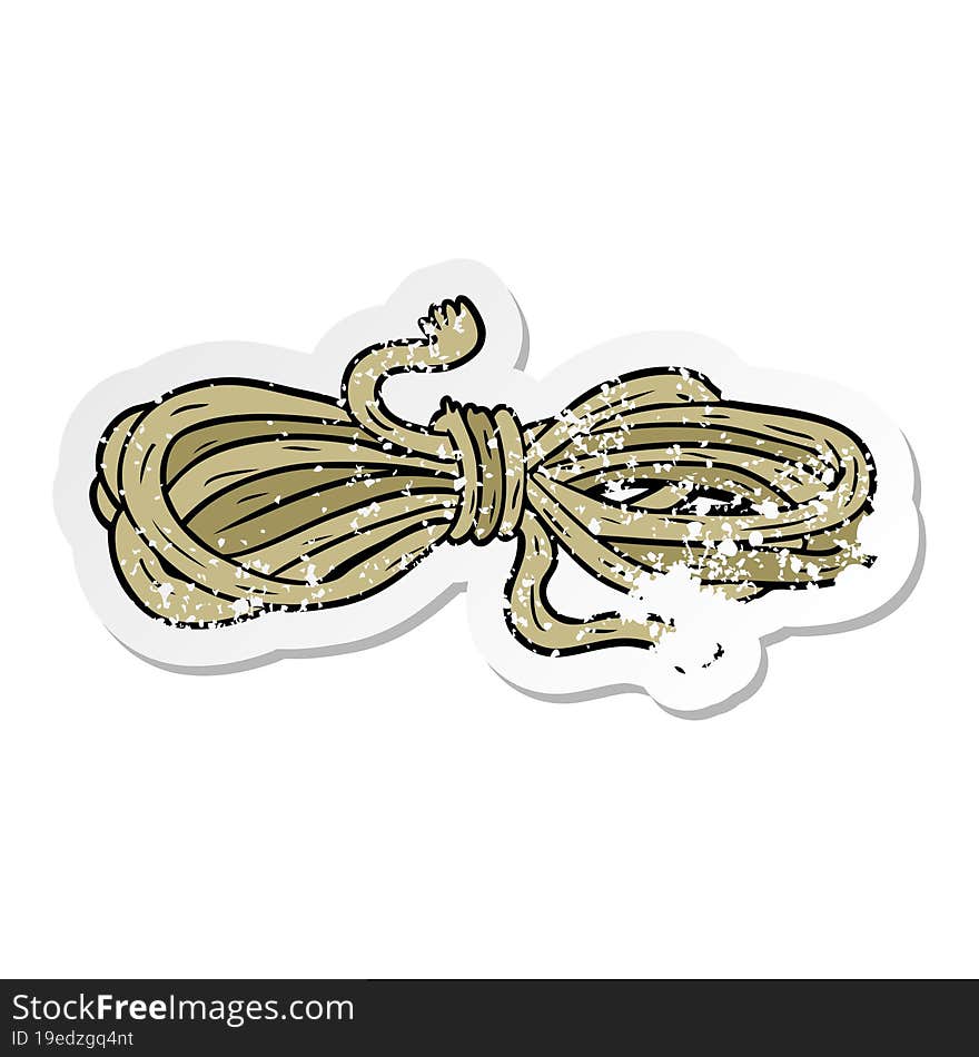 distressed sticker of a cartoon rope