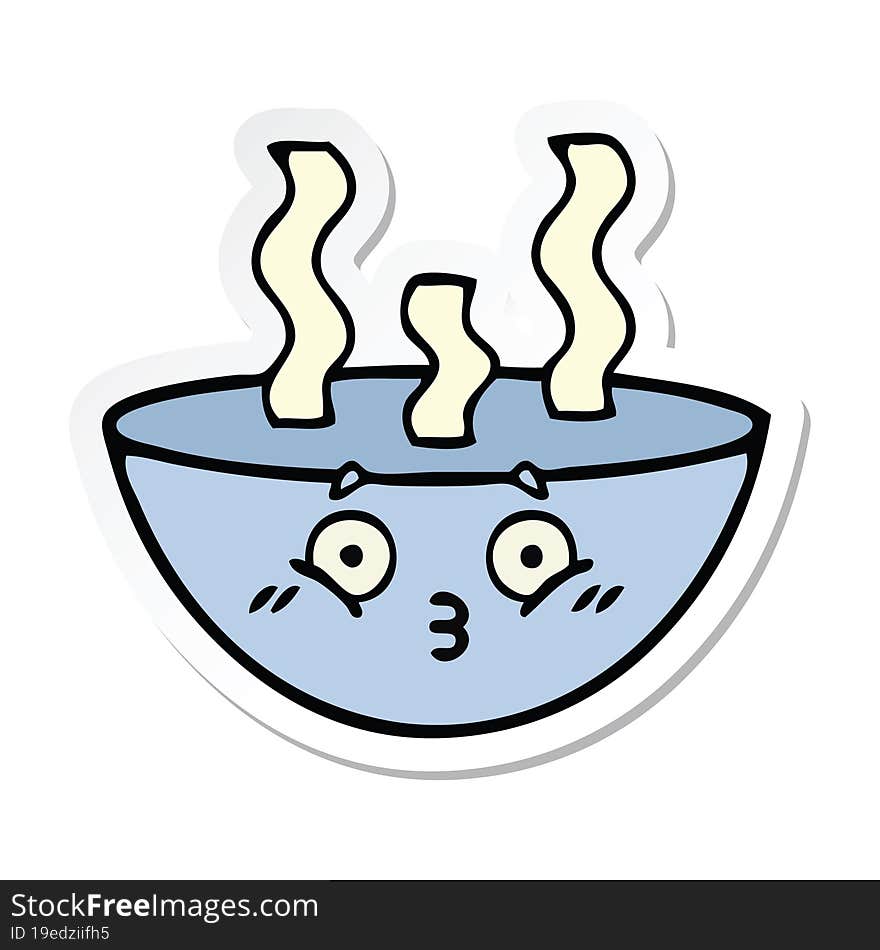 Sticker Of A Cute Cartoon Bowl Of Hot Soup