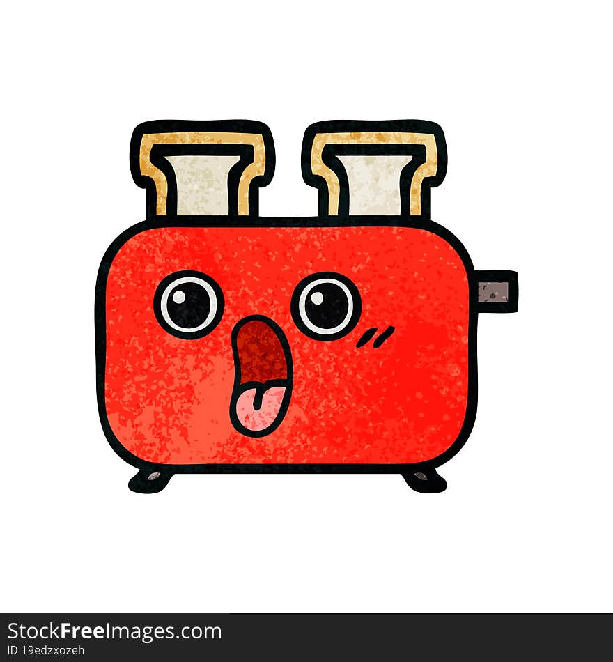 retro grunge texture cartoon of a toaster