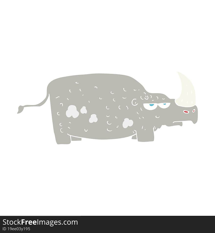 flat color illustration of a cartoon rhino