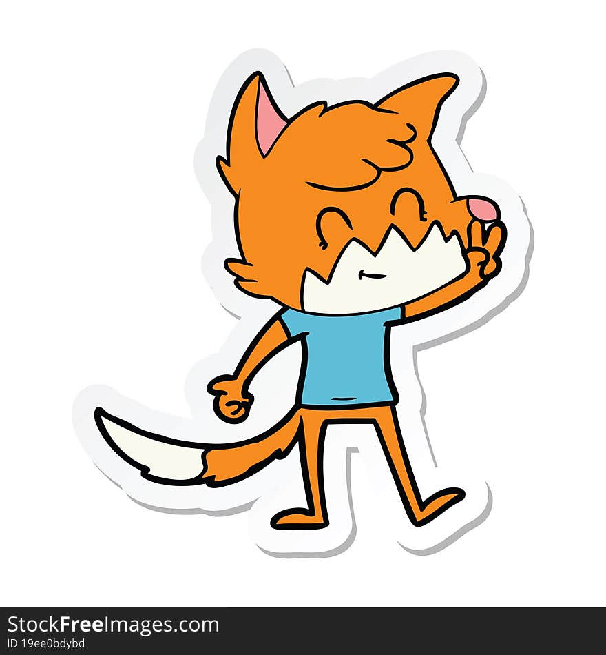 sticker of a cartoon friendly fox