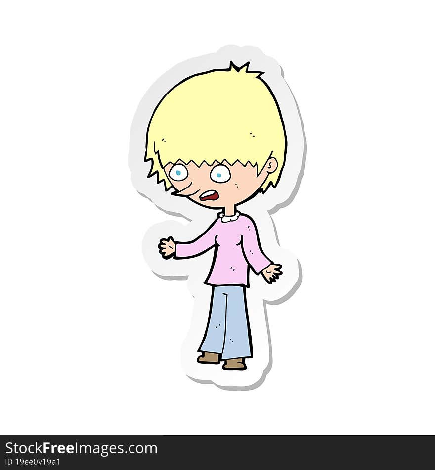 sticker of a cartoon stressed out woman