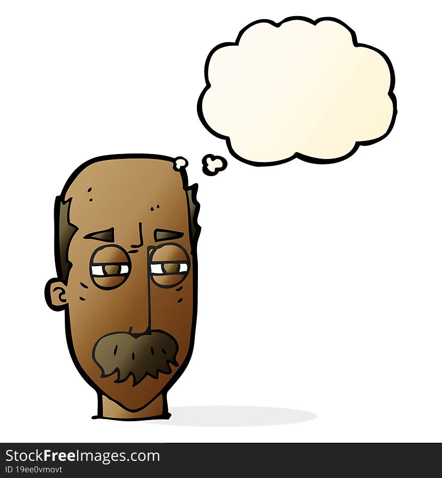 cartoon annoyed old man with thought bubble