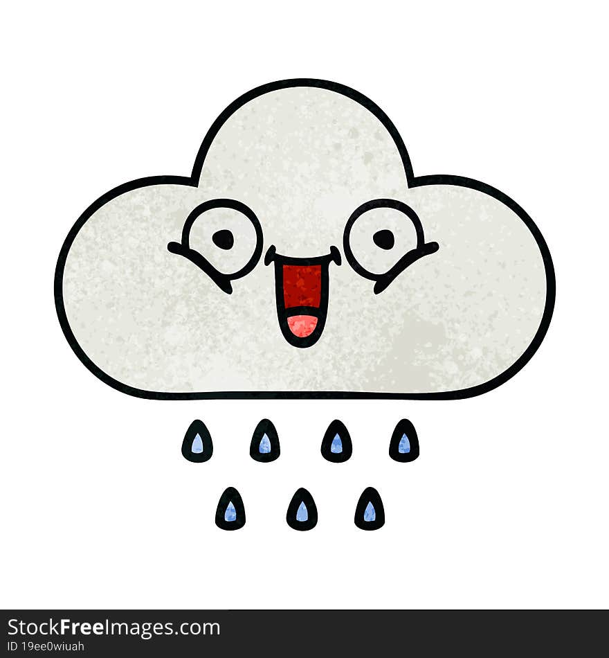 retro grunge texture cartoon rain cloud