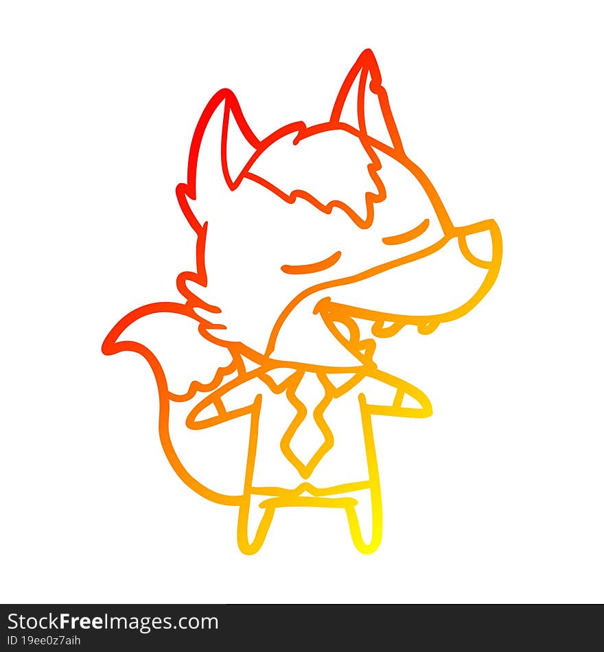 warm gradient line drawing cartoon office wolf laughing