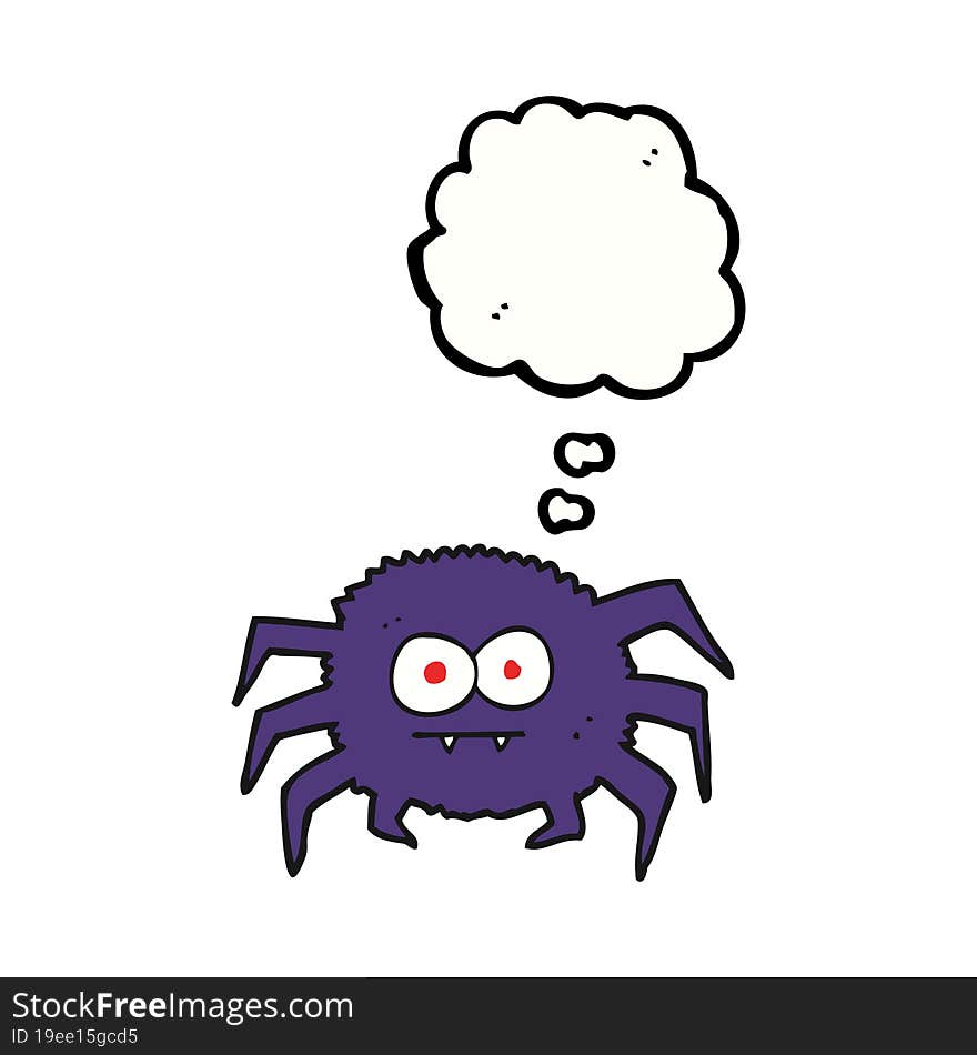 freehand drawn thought bubble cartoon spider