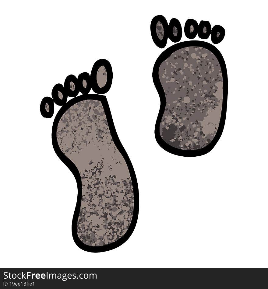 grunge textured illustration cartoon foot prints