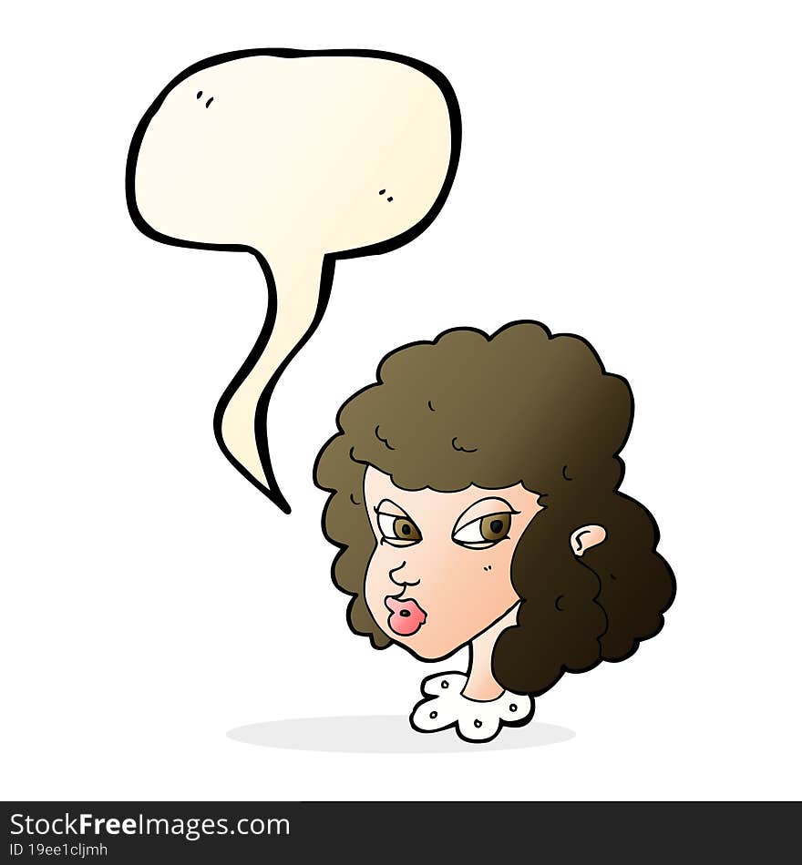 Cartoon Suspicious Woman With Speech Bubble