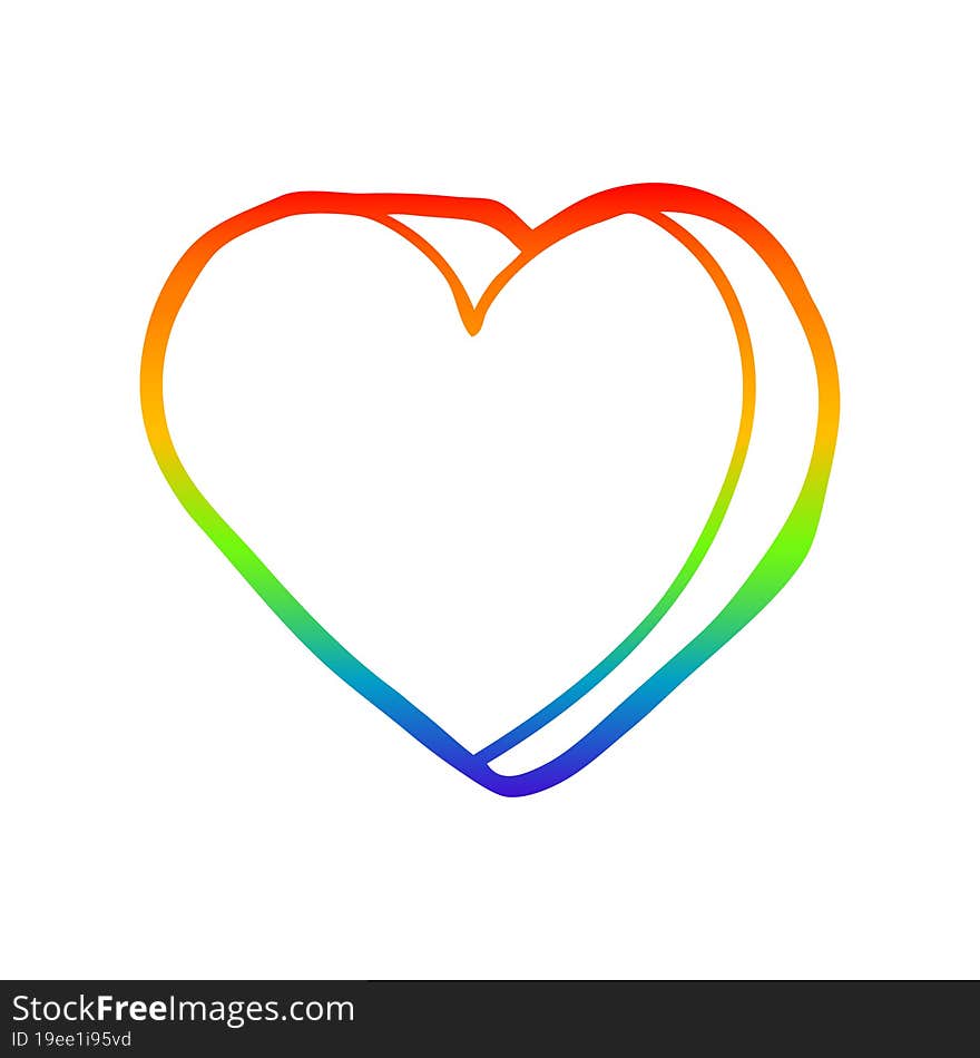 rainbow gradient line drawing cartoon love heart